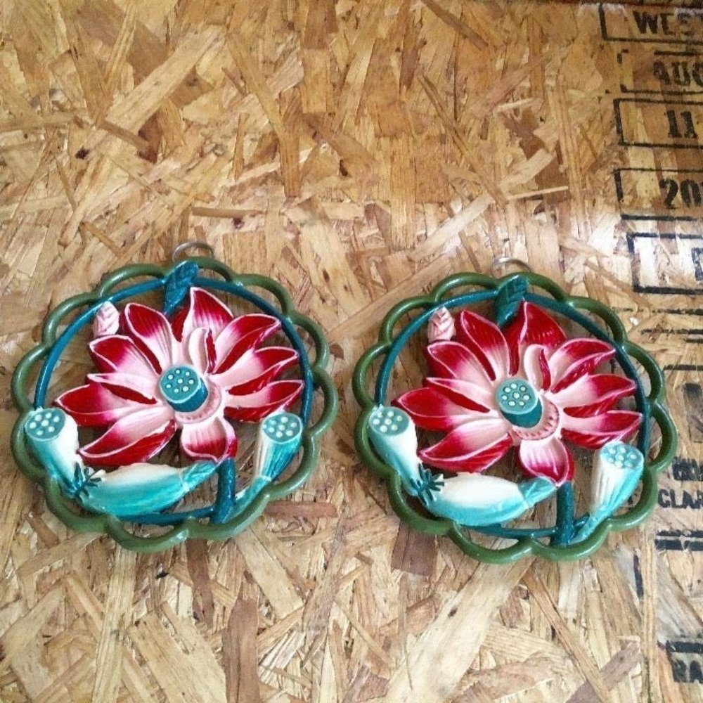 Antique Decorative Cast Iron Lotus Flower Trivet